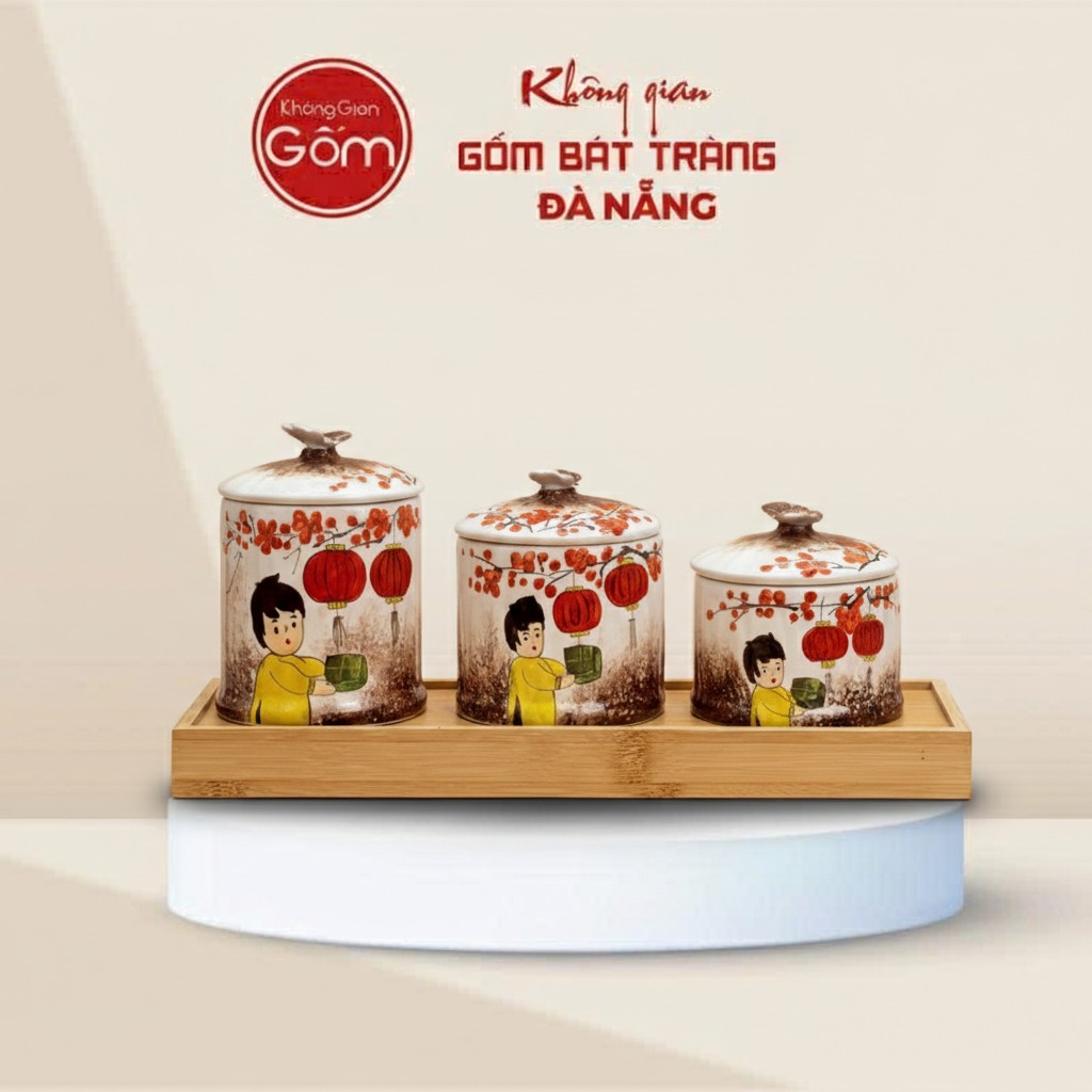 Set 3 Hũ Mứt Tết 