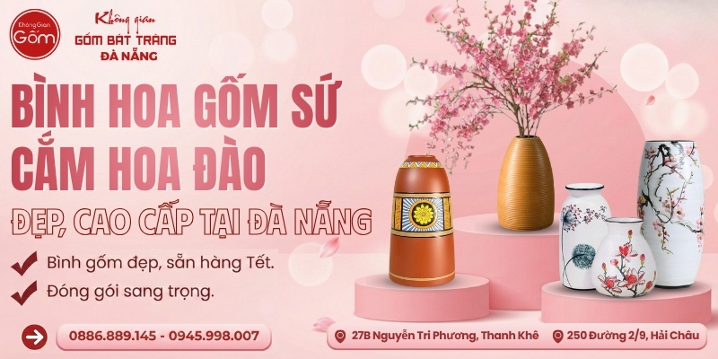 top 7 mẫu bình gốm cắm hoa đào tại Đà Nẵng