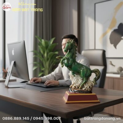 cận cảnh Tượng Ngựa Phong Thủy men ngọc BT-TG11...