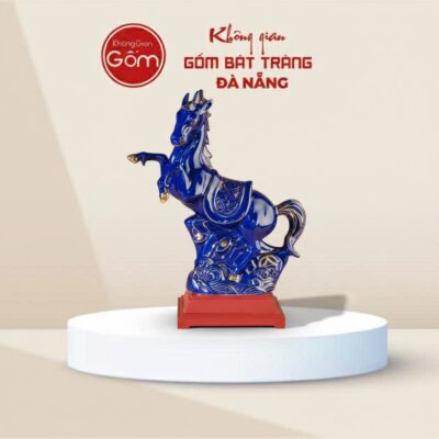 Tượng Ngựa Phong Thủy Vẽ Vàng Kim Men Xanh Bát Tràng BT-TG06 - Ảnh đại diện