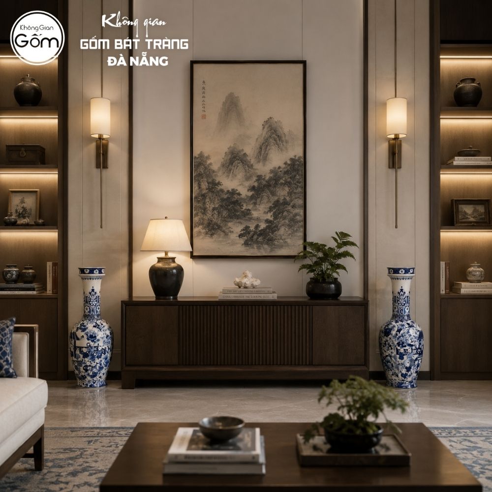 Cặp lộc bình men lam hoạt tiết Bách Nhi Bách Phúc vẽ tay cao 60cm BTĐN-LB19 - Ảnh 8